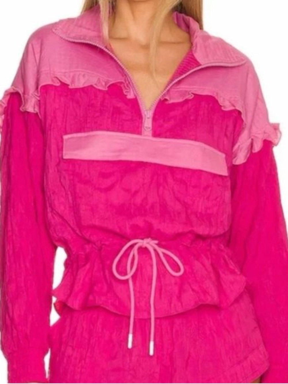 LIKE NEW SIZE M Free People Two-Tone Hot Pink Pullover Utility Jacket